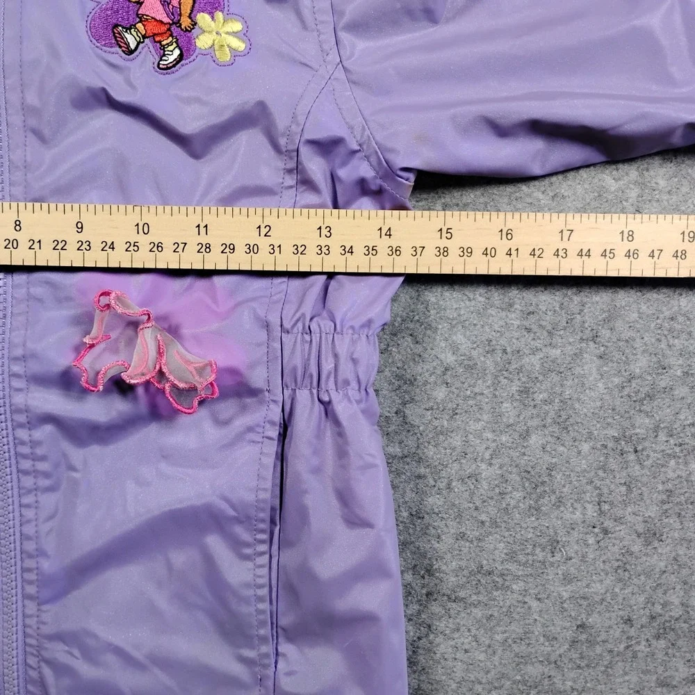 Vintage Nick Jr Dora the Explorer Girls Purple Hooded Windbreaker Jacket Size 5T